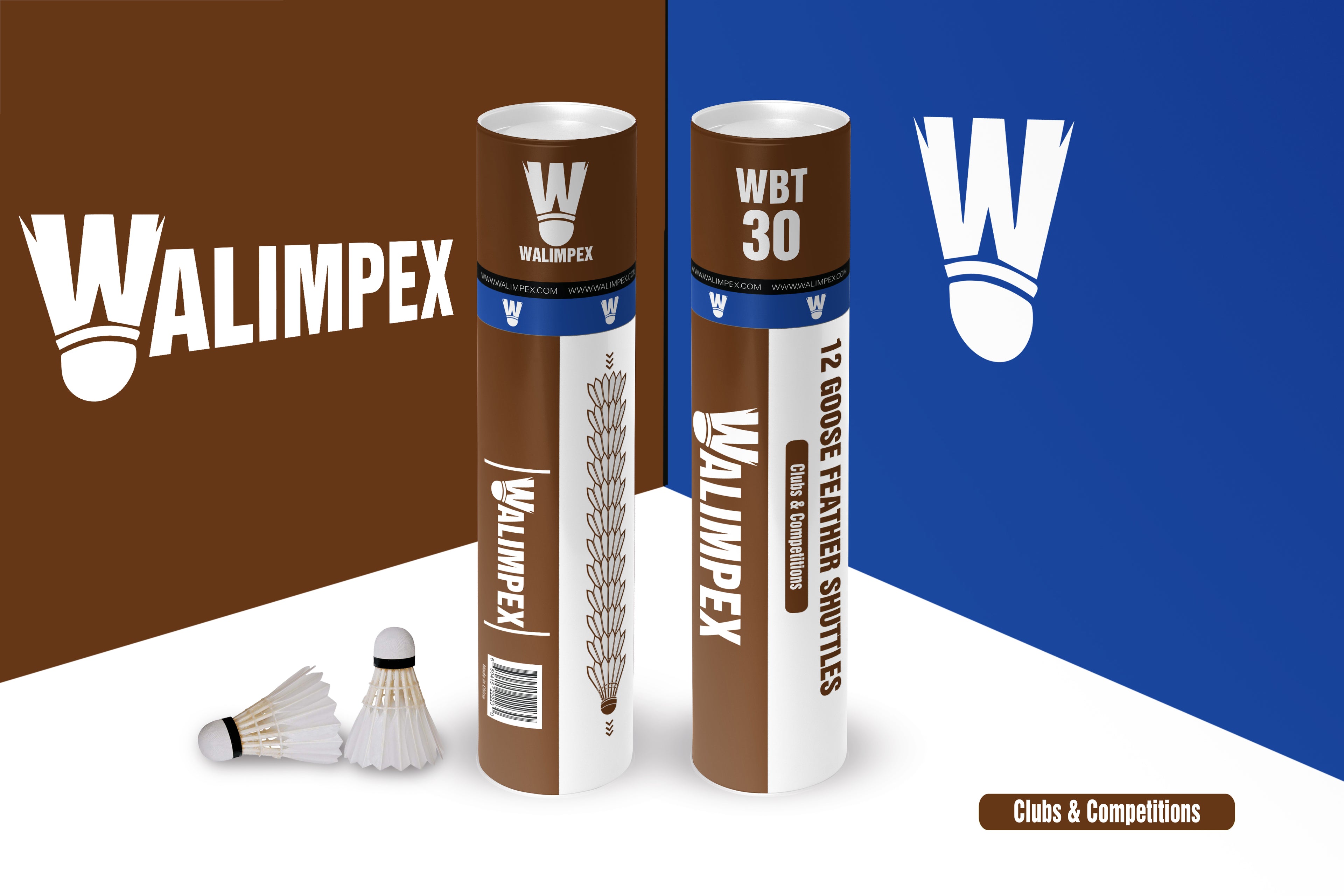 Walimpex WBT-30:  12 Goose Feather Badminton Shuttlecocks