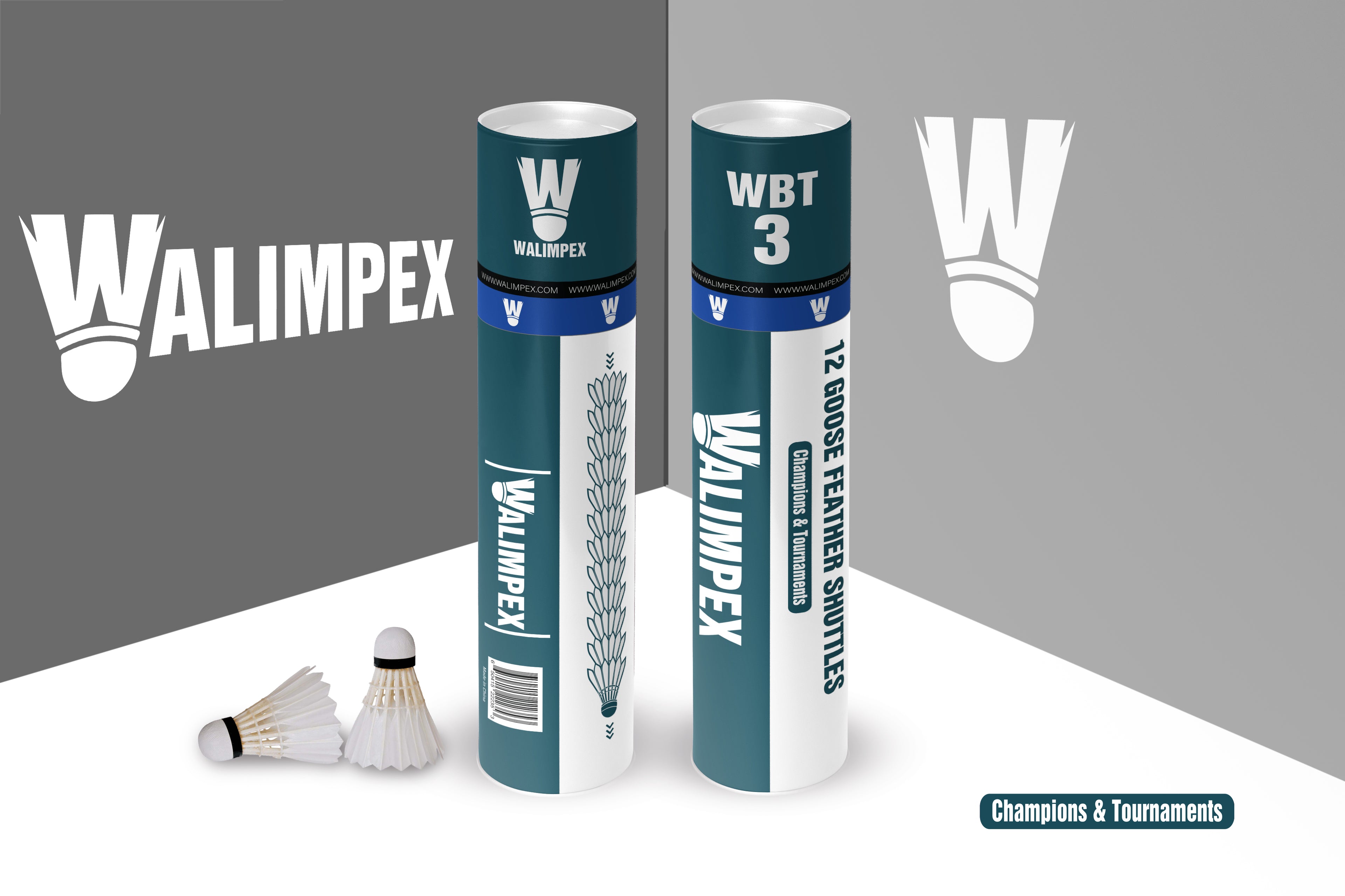 Walimpex WBT- 3:  12 Goose Feather Shuttlecocks For Tournament