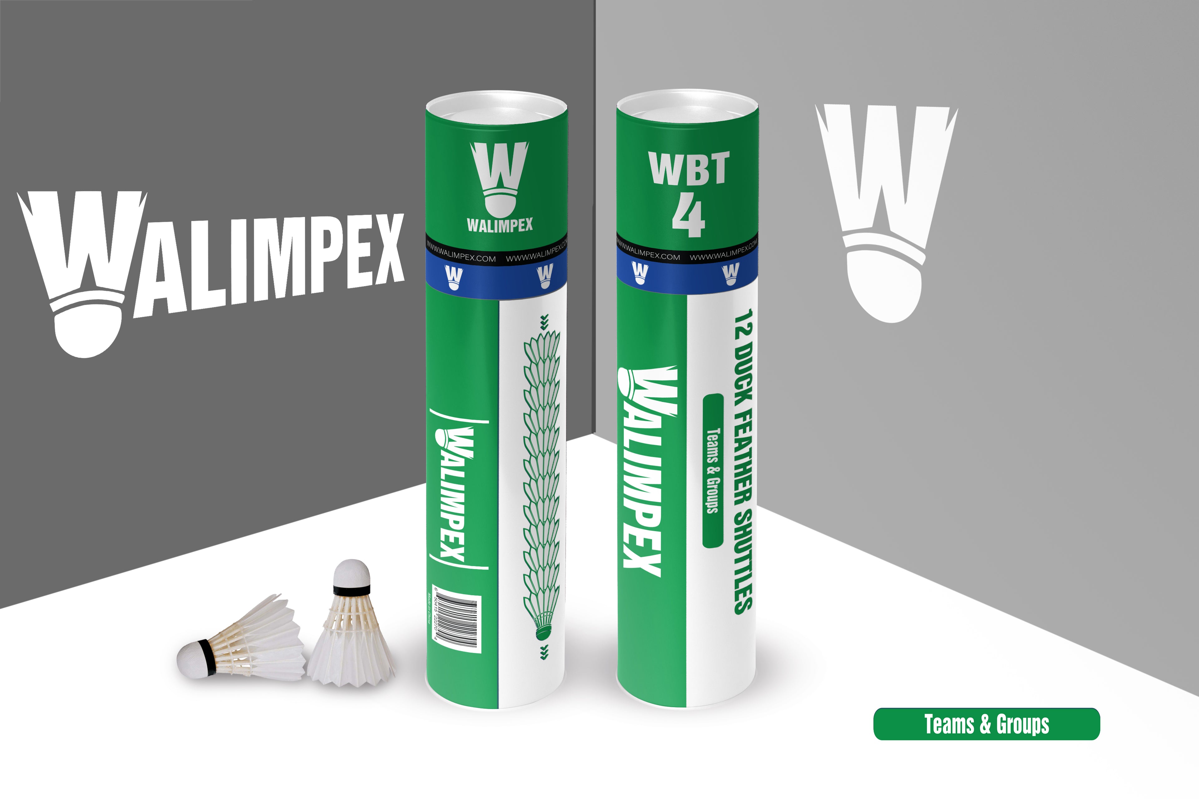 Walimpex WBT- 4:  12 Feather Badminton Shuttlecocks