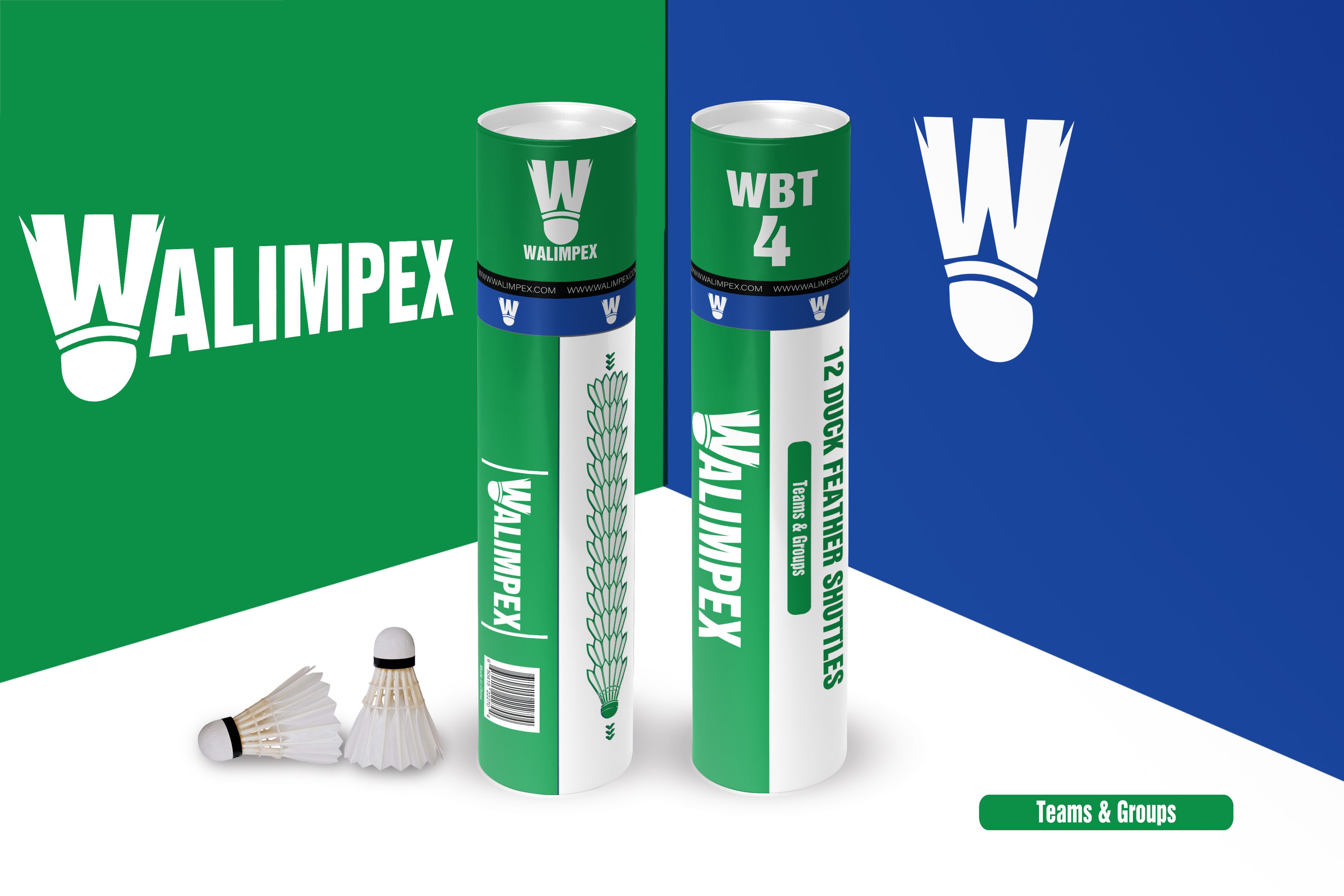 Walimpex WBT- 4:  12 Feather Badminton Shuttlecocks