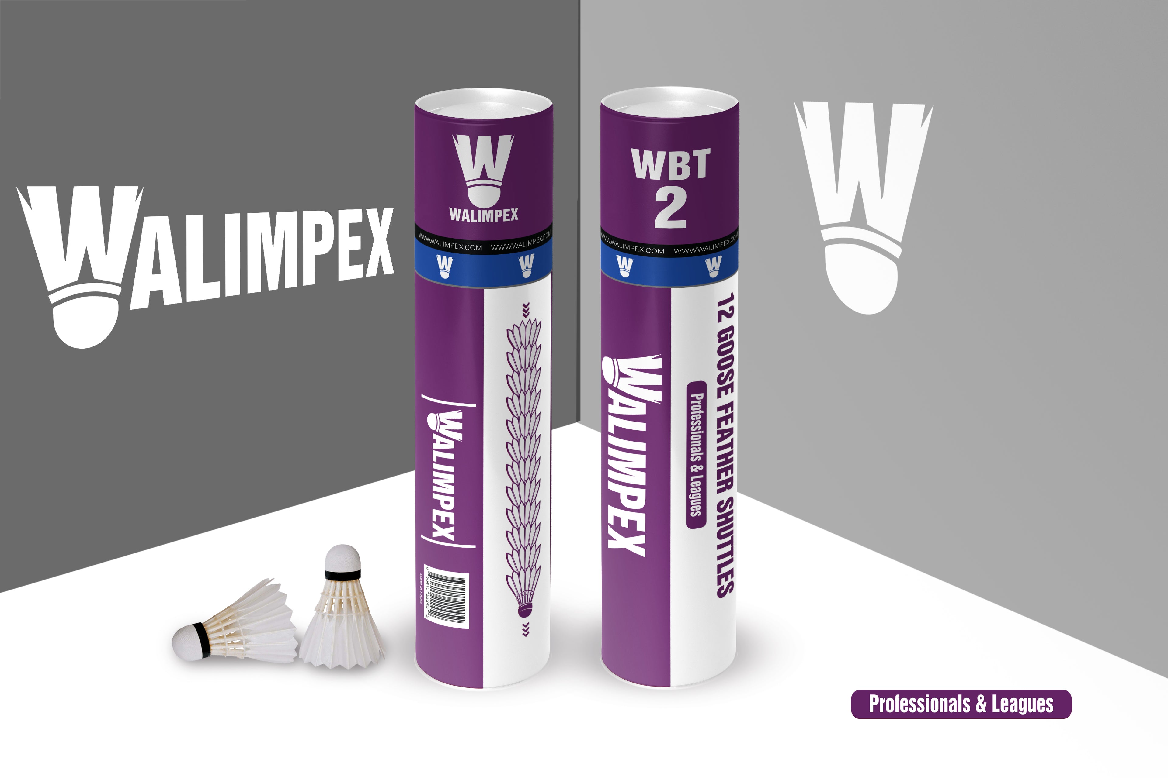 Walimpex WBT-2:  12 Premium Goose Feather Badminton Shuttlecocks
