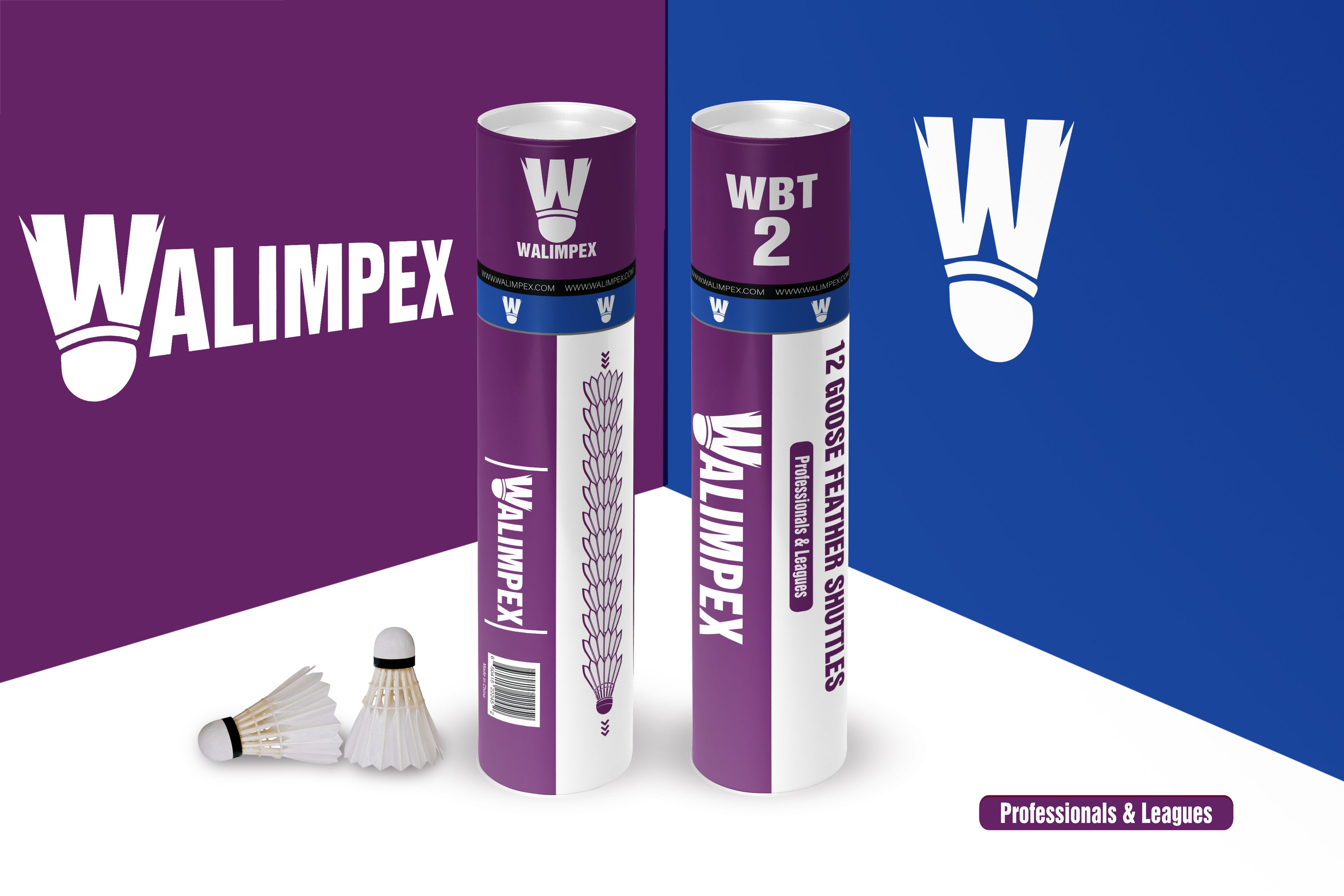 Walimpex WBT-2:  12 Premium Goose Feather Badminton Shuttlecocks